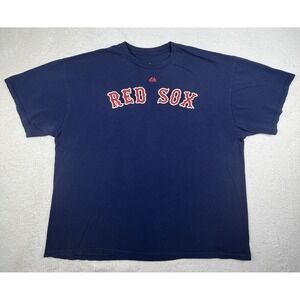 Boston Red Sox Kevin Youkilis #20 Majestic Y2K 2000's Tshirt Men's 2XL Blue MLB